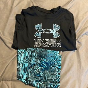 Under Armour boy size 7 muscle shirt and short set.